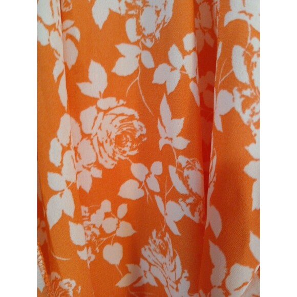 LuLaRoe Monroe Kimono With Fringe Open Waterfall Front - L- Orange/ White Floral - Picture 5 of 16